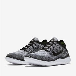 New Nike Men's Free RN Flyknit 2018 Black and White Shoes | Size 9.5 in Men’s.